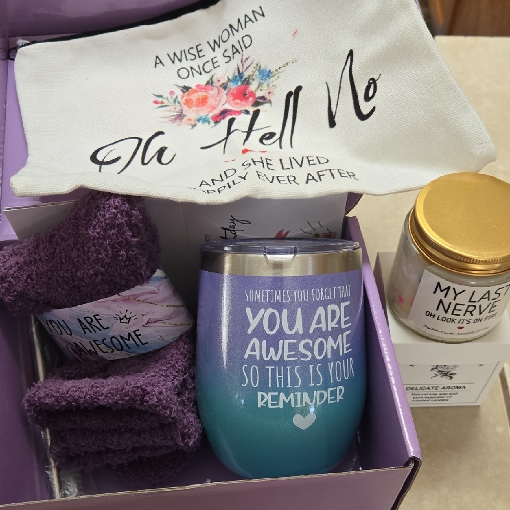 Purple and Blue Reminder Tumbler Gift Set